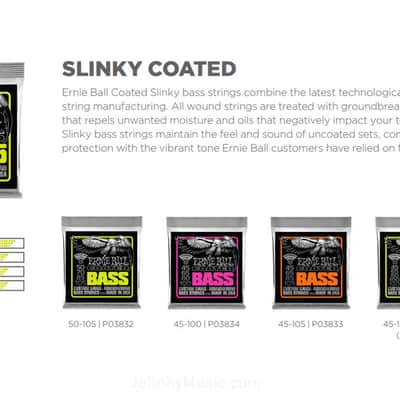 Immagine Regular Slinky Coated Electric Bass String Set 50-105 Micro-Thin Nanotech Coating Max Tone+Longevity - 4