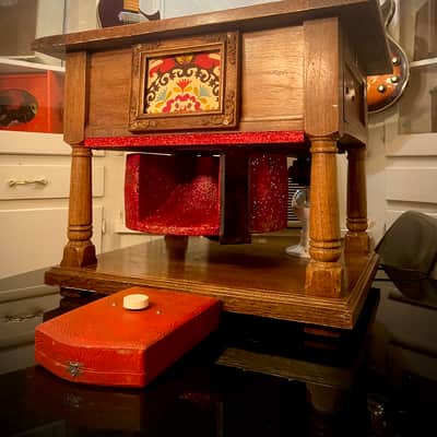 Rotary Connection  VIBRA-TABLE! Rotary / Leslie guitar speaker cabinet / side table! 12” 16 ohm 70 watt speaker. One of a kind  2026 - Wood image 6