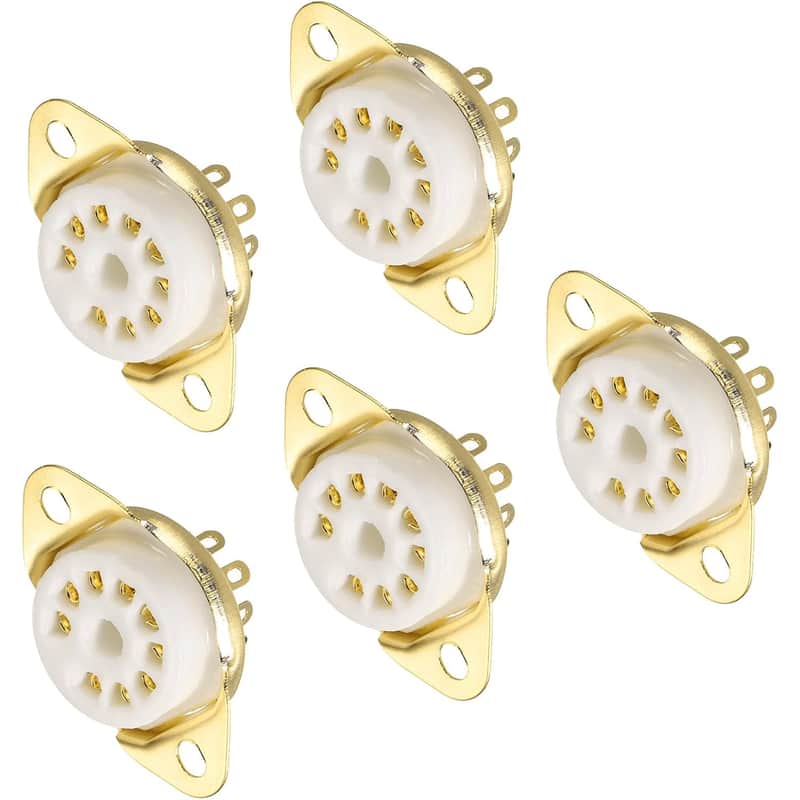 9 pins PCB Tube Socket Ceramics, Vacuum Tube Protect Tube Pin Socket, White Plated Suitable for 12AX7, 12AU7 Tube Pack of 3?GZC9-D-G image 1