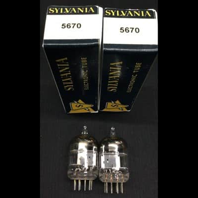 Matched Pair SYLVANIA 5670 Head Phone Amp O Getter Vintage VACUUM TUBES 9.9511 image 2