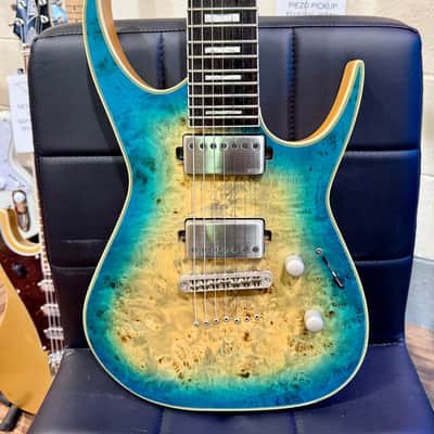 🔥2021🔥 Dean Exile Select 7-String Burl Poplar~ Satin Turquoise Burst~ Rare! image 1