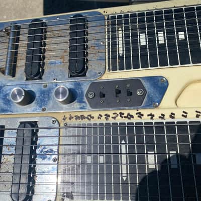 Guyatone Dual 8 string steel guitar with case Late 70ish - Cream white image 7