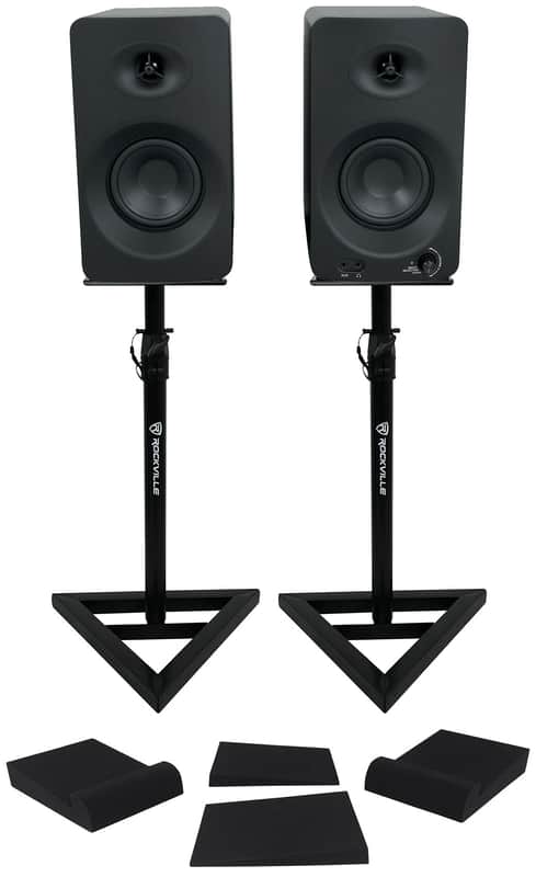 (2) Rockville ASM4 4" Studio Monitors Computer Speakers w/Bluetooth+Stands+Pads image 1