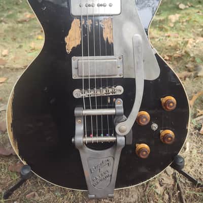 TG Custom Guitars Neil Young Tribute The Horse Old Black Les Paul Made from Old Growth Barn Wood from 1880 Serial # 002 image 2