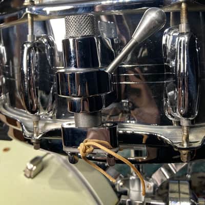 Slingerland -  5x14" Gene Krupa Sound King Snare Drum, 10 Lugs, Trick Strainer, 1970s Chrome over Brass image 10