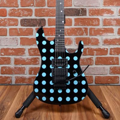 Kramer Original Collection NightSwan Black with Blue Polka Dot 2022 w/Gator Hardshell Case image 4