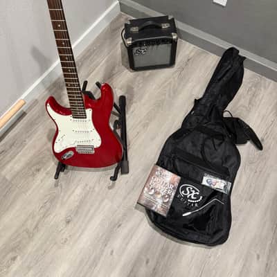 2006 Lefty SX Guitar Standard Series Strat Metallic Red WITH Amp + Accessories image 2