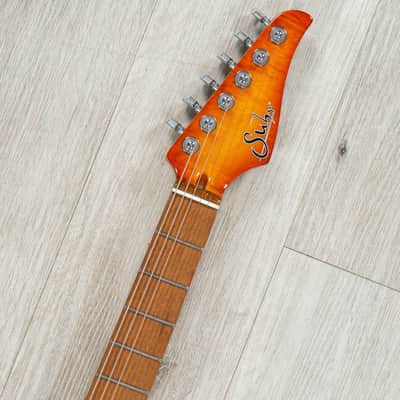 Suhr Custom Modern HSH Guitar, 5A Roasted Birdseye Maple Fretboard, Curly Maple Top, Suhr Burst image 8