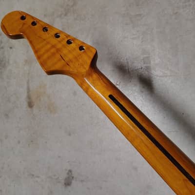 Flame Roasted Maple Strat Neck fits fender Stratocaster body 22 frets Modern image 7