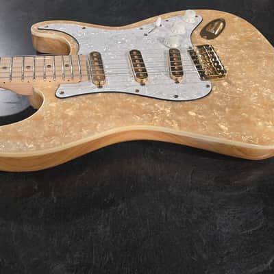 Custom Stratocaster Style Electric Guitar Moto- Pearloid Top And Gold Hardware image 9