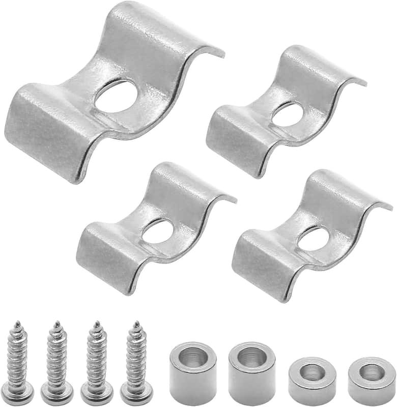 4Pcs Guitar String Trees, Metal Chrome String Retainer Guides with Mounting Screws Compatible with Fender Stratocaster Strat Tele Style Electric Guitar image 1