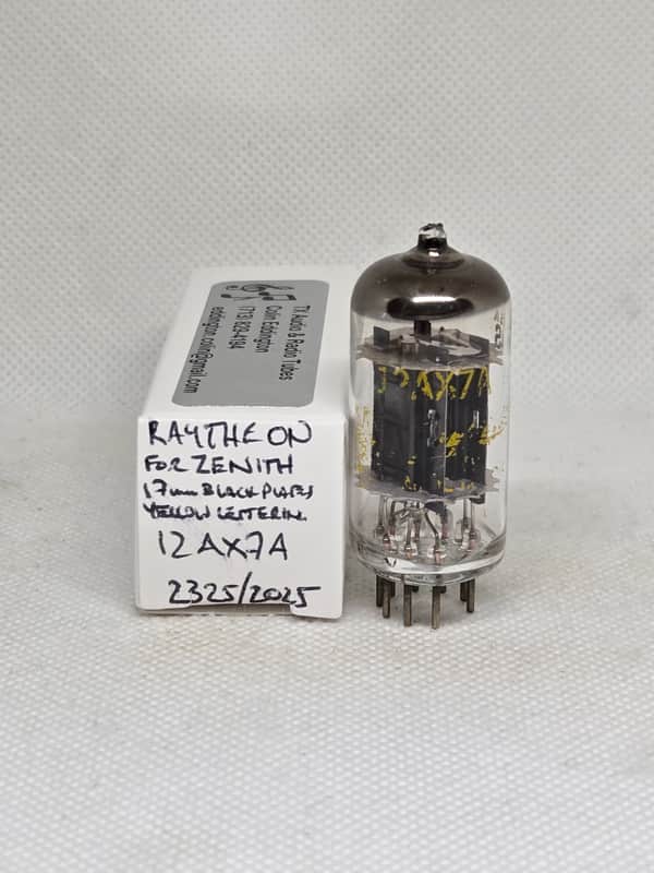 Raytheon 1960s 12AX7 Long Black Plate Balanced Single NOS ECC83 12AX7A image 1