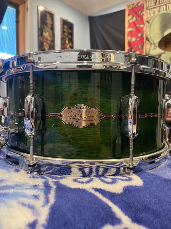Tama SP1465 Simon Phillips Signature African Mahogany 14x6.5" Snare Drum 2024 - Present - Green image 1