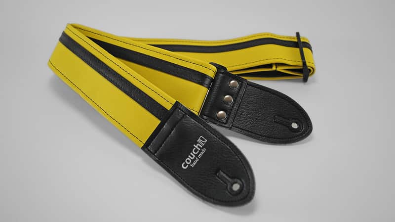 Couch Yellow W/ Black Racer X Guitar Strap image 1