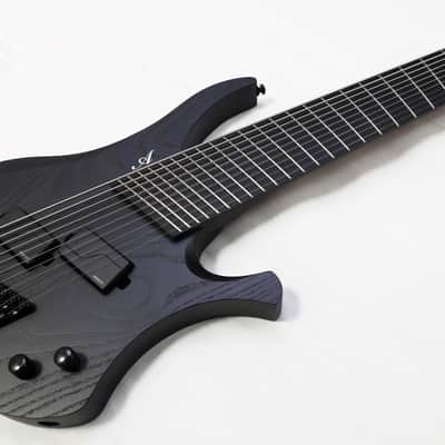Agile 10 String Multi-Scale Fan Fret Chiral Nirvana 102730 RL MOD SS Flat Black Headless Electric Guitar image 6