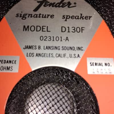 Vintage JBL Fender D130F 15", 8ohm, Speaker, Orange Basket and Label image 3