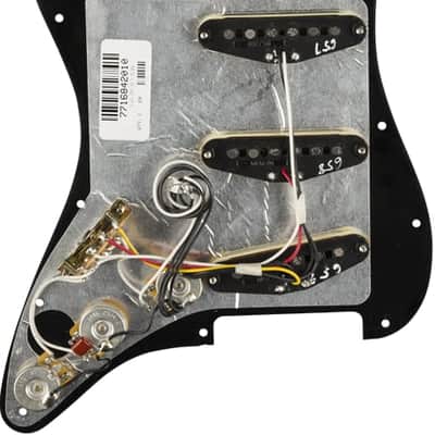 Fender Pre-Wired Strat Pickguard, Tex-Mex SSS, Black 11 Hole PG image 2