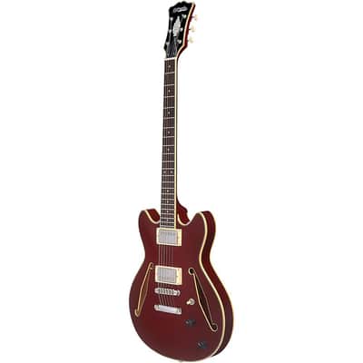 D'Angelico Excel Mini DC Tour Semi-Hollow Electric Guitar With Supro Bolt Bucker Pickups and Stopbar Tailpiece Regular Solid Wine image 5