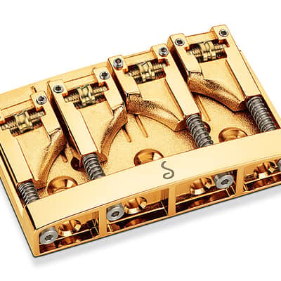 Schaller Germany 3D4 4-String Flatmount Roller Bass Bridge, GOLD 12130500