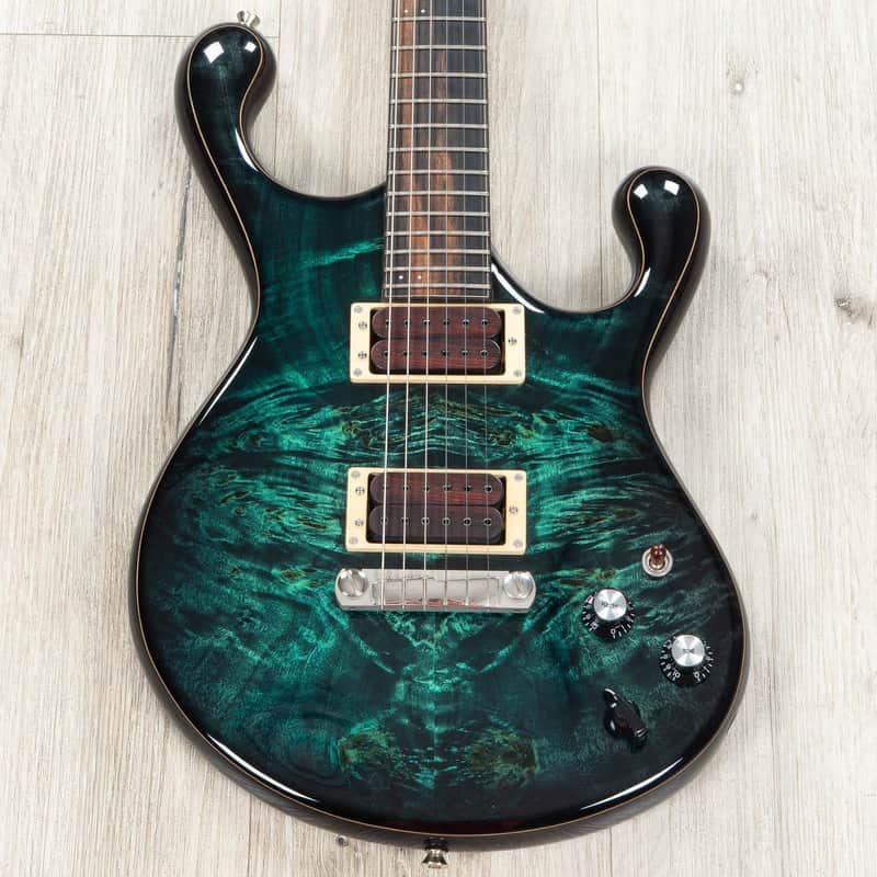 Fibenare Erotic Dalmat Guitar, Ebony Fretboard, 5A Poplar Burl Top, Emerald Green image 1