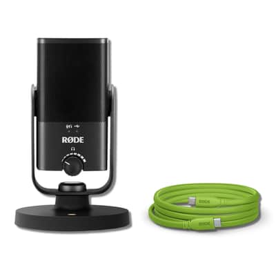 Rode NT-USB Mini USB Microphone for Podcasting, Streaming, Gaming and Vocal Recording with Rode SC17-Green USB-C to USB-C Cable (5') image 1