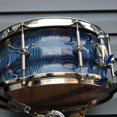 HHG Drums 14x7 Contoured Ash Stave 2022 Ocean Blue High Gloss Lacquer image 7