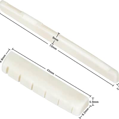 2 Sets (4pcs) 6 String Acoustic Guitar Bone Bridge Saddle and Nut, Made of Real Bone with 9 Pcs Sand Paper, Stainless Steel Needle Files of 13 Sizes image 2