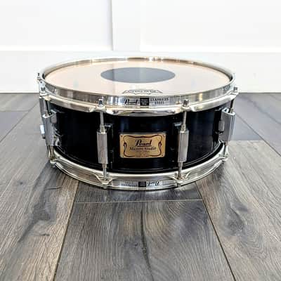 **ULTRA RARE** Pearl Masters Studio Birch Shell 14" x 5.5" Snare Drum 10 Lug Ebony Black Mist Reinforcement Rings Made in Taiwan (Early 1990's Pre BRX) image 1