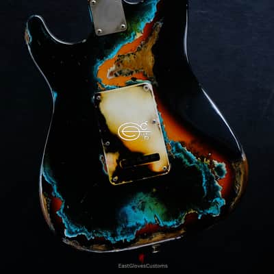 Fender Stratocaster Black/Blue over Sunburst Inspired by Joe Strummer Aged Heavy Relic (RARE) image 10
