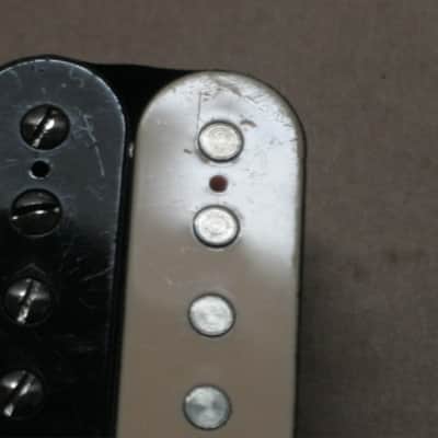 litely reliced player's wear StewMac Neck Humbucker Reverse Zebra (screws on black/flat poles on creme) 8.42k, Alnico 5, 50mm pole spacing, item # 101549 2000s-2010s, +screws/springs (orig 4 conductor wire shortened & 2 conductor wire added, Now 2 con) image 16