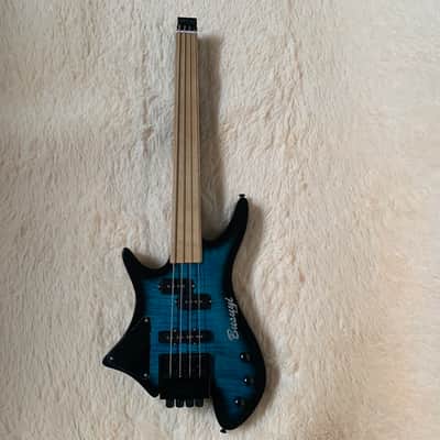 4 String Short Scale Neck Through Fretless Bass/6 String Fretless Tremolo Busuyi Double Sided, Headless Guitar image 1