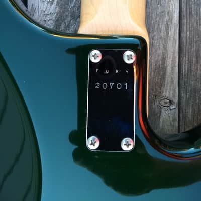Left Handed Fury Guitars Tornado bass 1990 Dark Green Lefty image 8