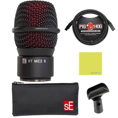 Liquid Audio sE Electronics V7 MC2 Mic Capsule for Sennheiser Wireless, Black Bundle w/Pig Hog PHM10 8mm Mic Cable Polishing Cloth image 1