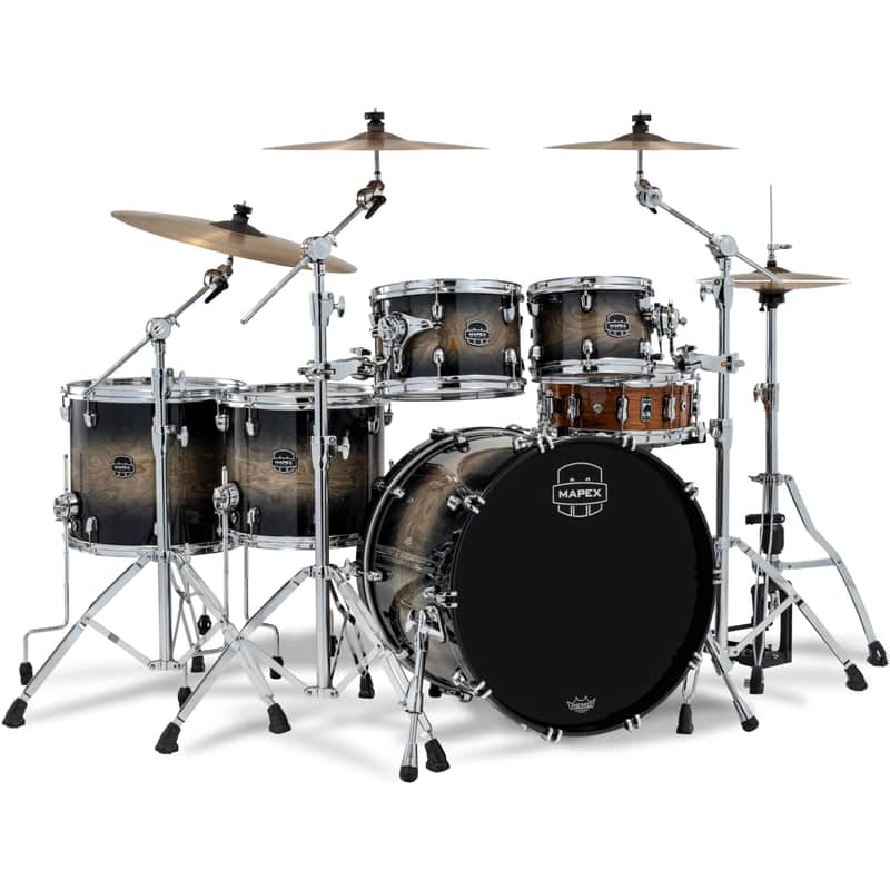 Mapex SR628XUZXG Saturn VI Black Ink Burst - Drum Shell Set image 1