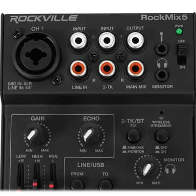 Rockville RockMix 5 Channel Bluetooth USB Podcast Podcasting Recording Mixer image 4