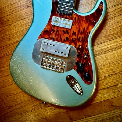 Waterslide Guitars S-Style Coodercaster Aged 'Blue Ice' Nitro, PLEK'd, Mojo Lap Steel+Teisco-Spec Gold Foil Pickups image 3
