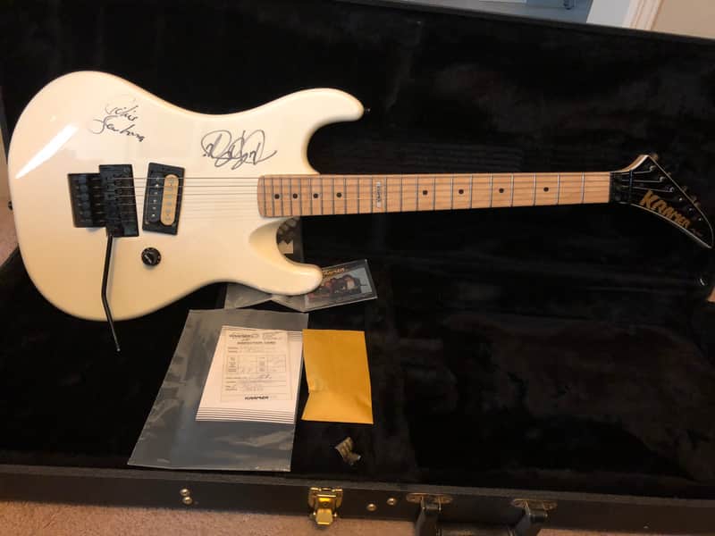 Kramer Baretta I 1989 White Signed by Jon Bon Jovi and Richie Sambora Time Capsule Mint image 1