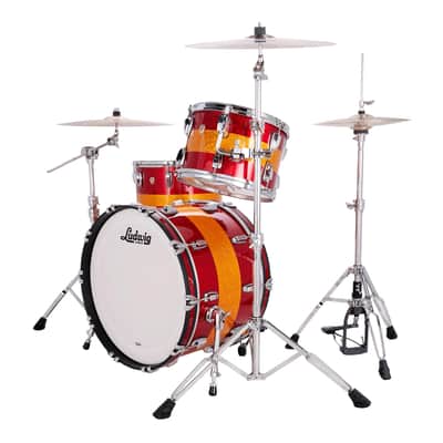 Ludwig Classic Maple Fab 3-piece Shell Pack - Red/Gold Tri-band image 2