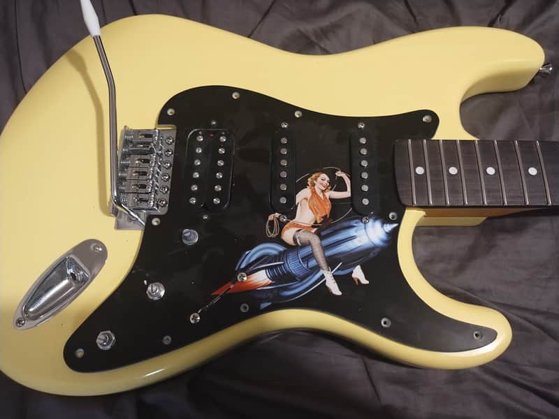 Custom Strat styled locking tuners thick straight neck tremolo image 1