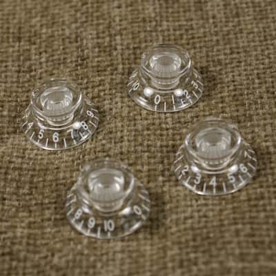 Set of 4 Electric Guitar Knobs Top Hat Bell Style ,Transparent Clear