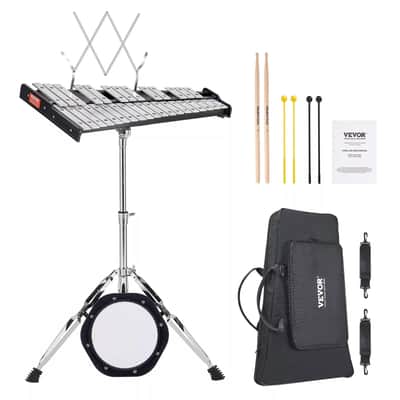 32-Note Glockenspiel Xylophone Bell Kit with Adjustable Stand, Practice Pad, and Accessories image 6