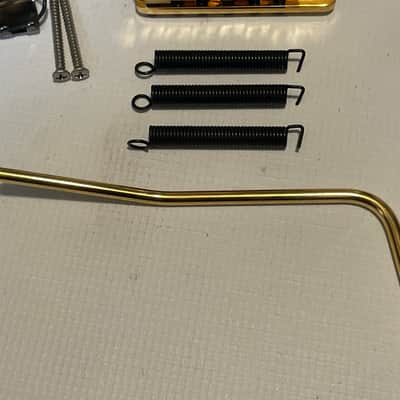 2004 Era Fender USA American Deluxe Stratocaster 2 Post Gold Tremolo Bridge & Arm image 2