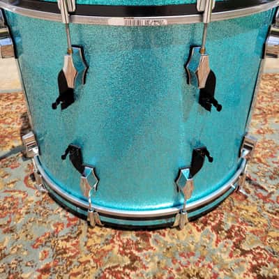 Fibes Austin-Era 16x22 Bass Drum 6-Ply Jasper Shell - Turquoise Sparkle W/ Bag (C013-43) image 13