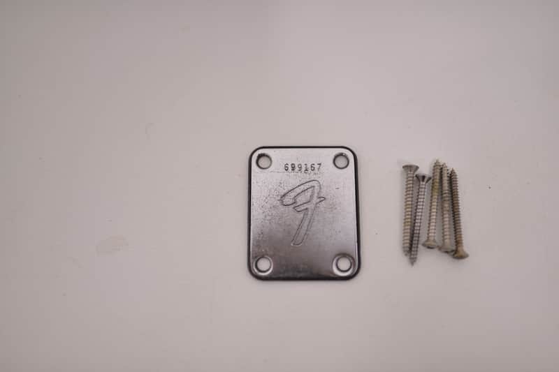 1976 Vintage Fender Telecaster Neckplate F-Logo w/Original Screws 1970's Guitar Jazz Precision Bass PBass Jazzmaster image 1