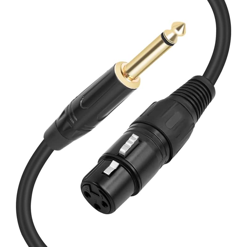 XLR Female to 1/4 TS Cable Microphone Cable TS 6.35mm Mono Jack Unbalanced 3-Pin XLR to 1/4 Inch Interconnect Cord for Speaker Microphone Guitar Saxophone AMP (3M) image 1