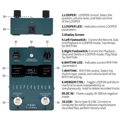 Flamma FS21 Drum Machine Looper Pedal 160 Minutes Looper 100 Drum Grooves Support Software Editing,price include the import duty to US buyer image 4
