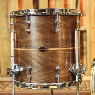Craviotto Custom Shop Walnut Satin Oil w/ Cherry Inlay Drum Set - 14x20, 8x12, 14x14 image 4
