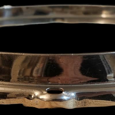 Vintage Slingerland 40s-50s Radio King 12” Nickel over Brass 6-hole Drum Hoop image 2