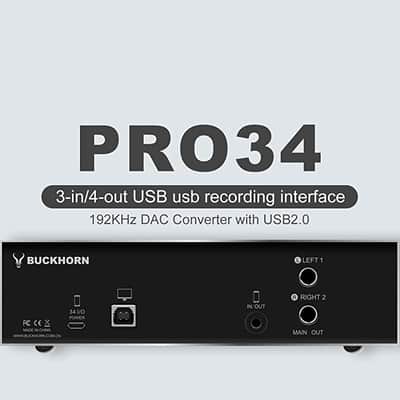 Buckhorn PRO34 audio interface with smart device compatibility suitable for live streaming image 2
