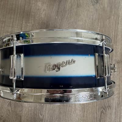 Rogers 1960s Cleveland Tag Covington Era Luxor Snare Drum 5x14 Blue And Silver Duco Multi Color image 1